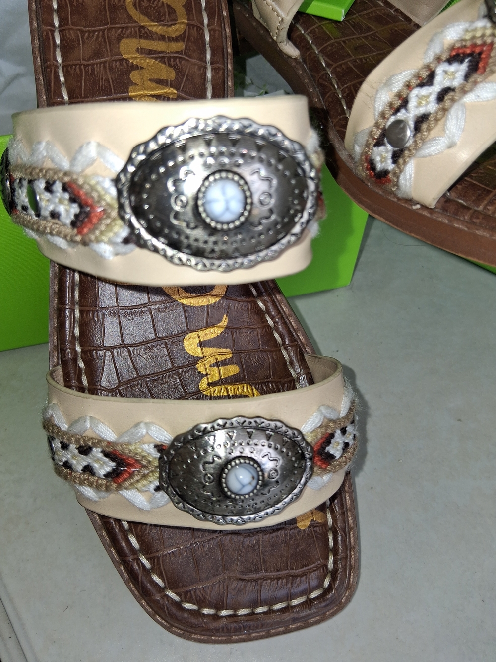 Sam Edelman Beige Braided Concho Slide Sandals - Picture 2 of 11